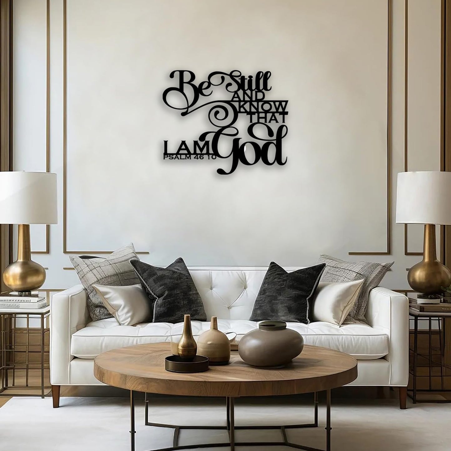 PSALM 46 10 Metal Wall Decor - Christian Room Decor Scripture Inspirational Wall Art Home Decor for Living Room, Bedroom, Dining Room, Bathroom, Office (Black)