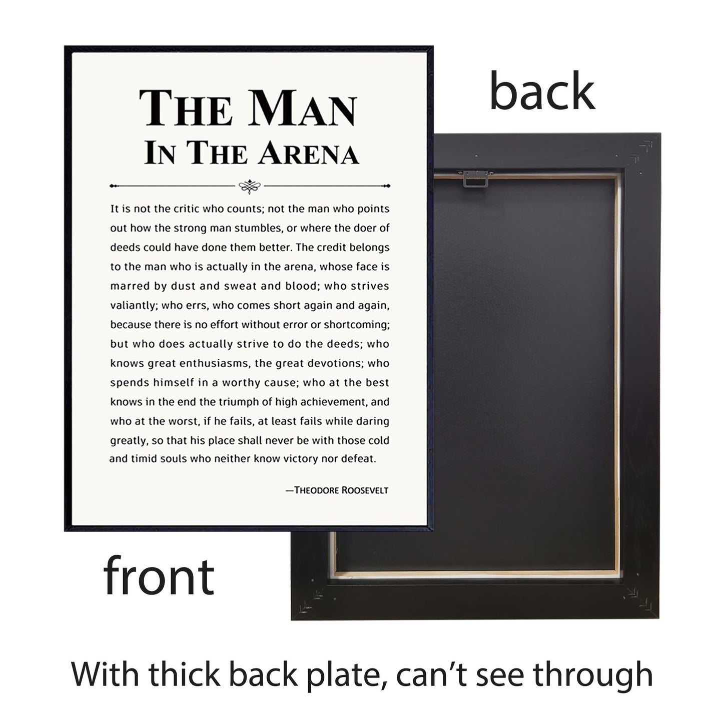 Howwii Inspirational Wall Art Office Decor The Man in the Arena Motivational Positive Quote Canvas Print Gift for Men&Women Framed Canvas Wall Decor 12”x16”