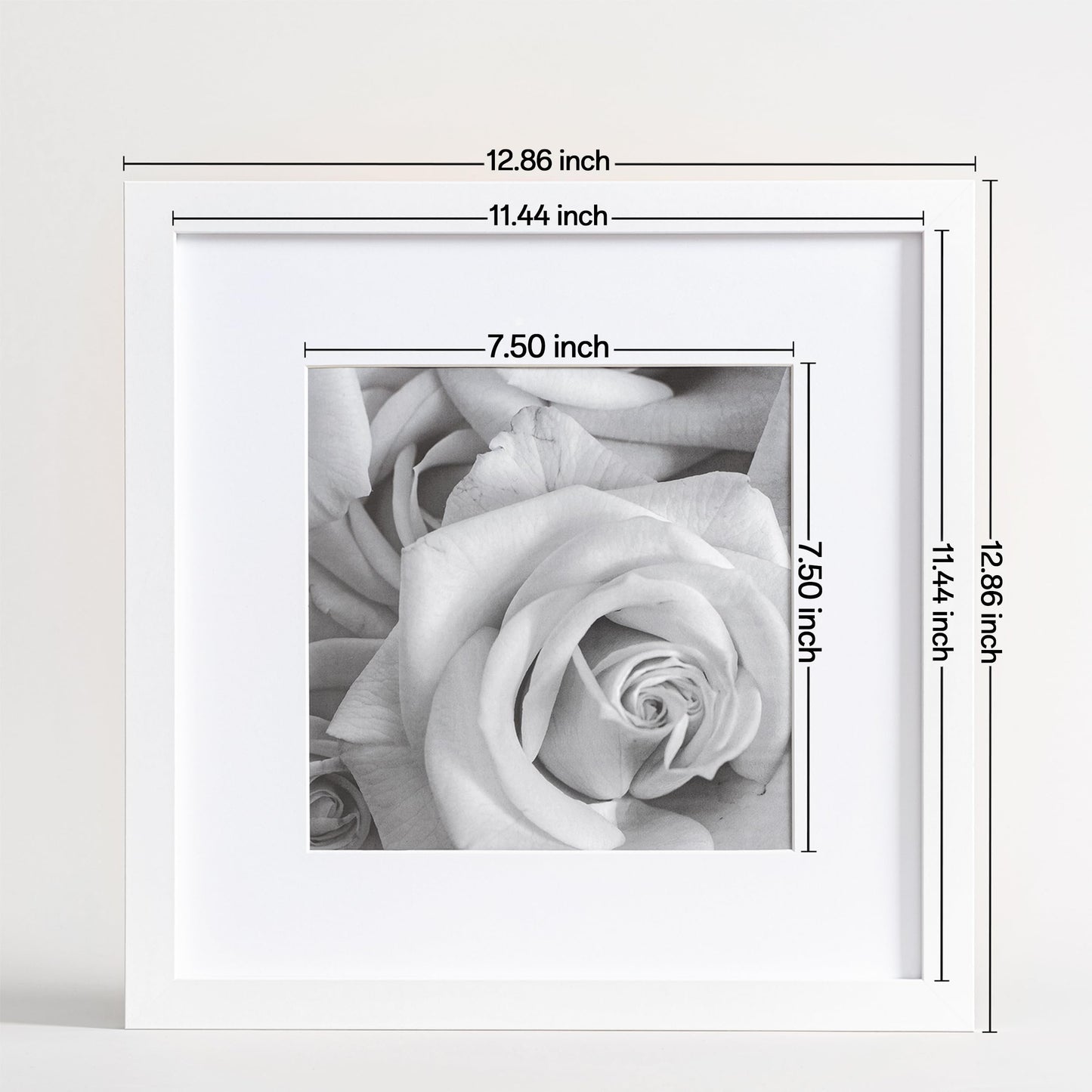 eletecpro 12x12 Picture Frames Set of 9 with Clear Acrylic Cover, Display 8x8 Photos with Mat or 12x12 Without, Classic and Sturdy Square Collage Gallery Wall Decor, Easy Wall Mount, White