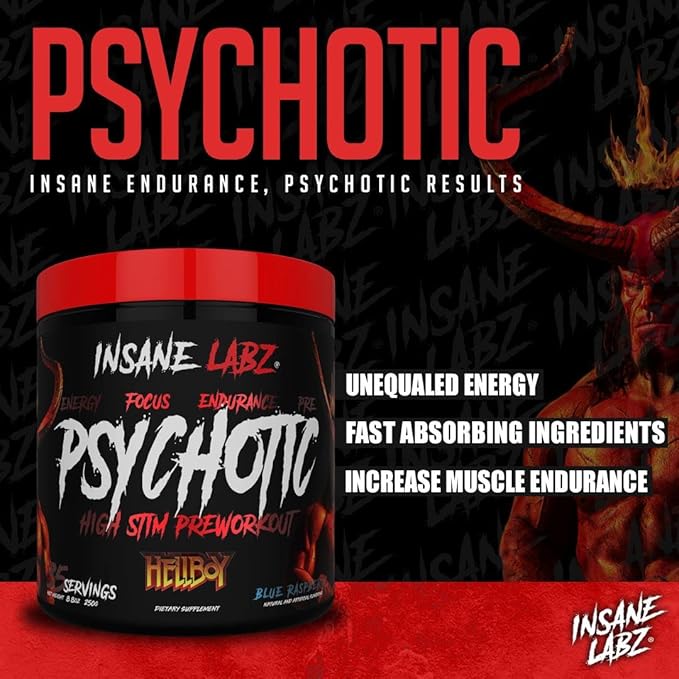 Insane Labz Hellboy Edition, High Stimulant Pre Workout Powder and NO Booster with Beta Alanine, L Citrulline, and Caffeine, Boosts Focus, Energy, Endurance, Nitric Oxide Levels, 35 Srvgs, Fruit Punch