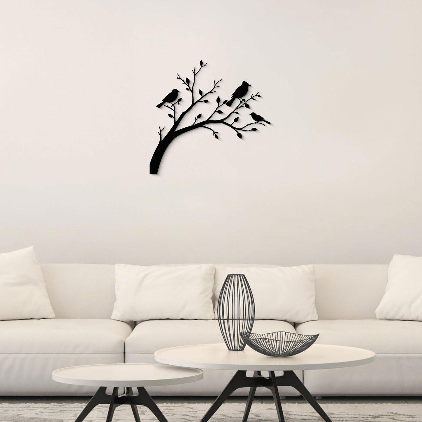 GlintHome Bird Black Metal Wall Art on Tree Branch Silhouette Bird Art Decor for Living Room Garden Bedroom Office Home Wall Decor 3D Textured Minimalist Sculpture