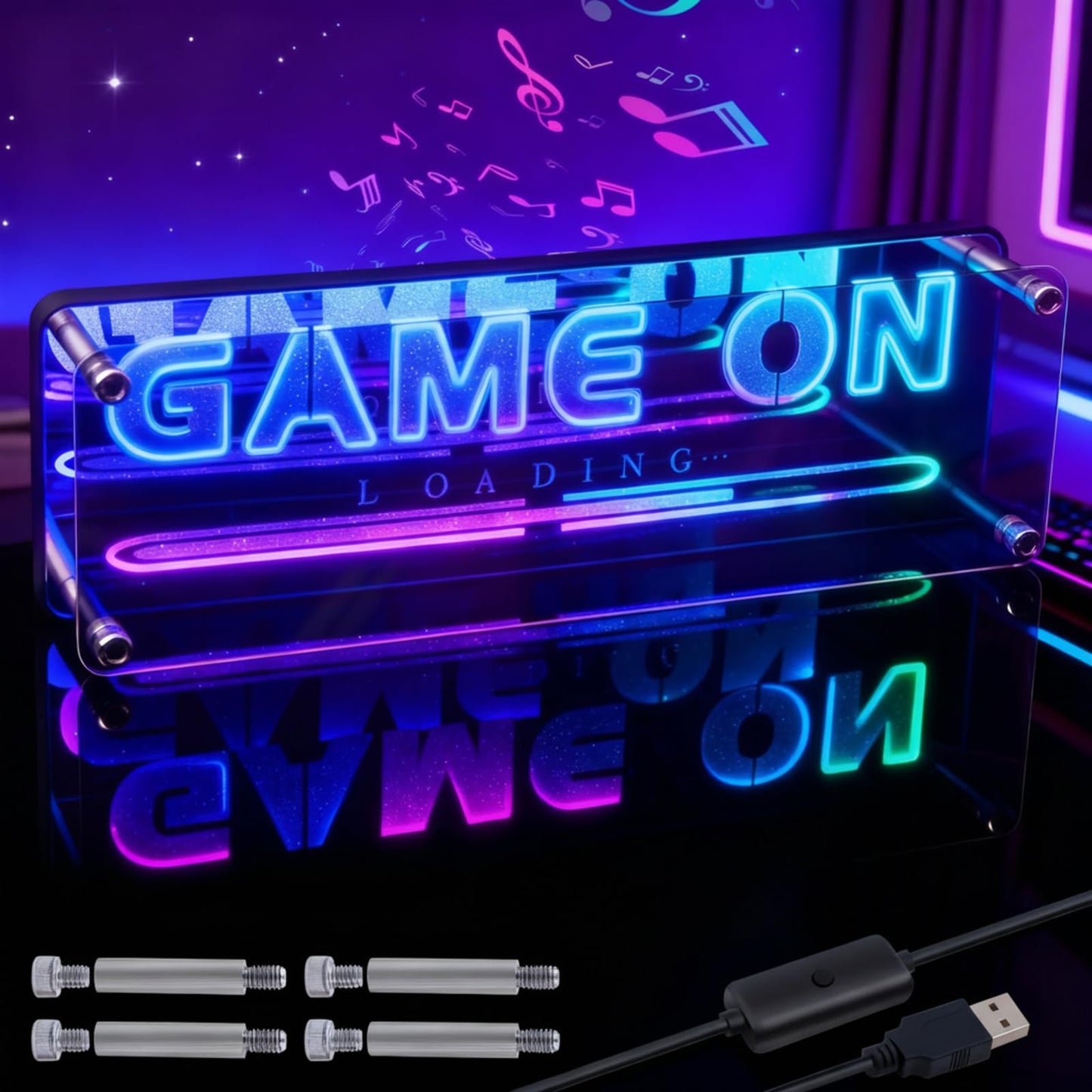Gaming Neon Sign Game On Neon Lights LED Gamer Room Decor Gaming Desk Accessories for Teen Boy Room | Gamer Gifts for Boys & Kids | Usb Powered, Bluetooth APP Control, Music Sync & 210 Scene Modes