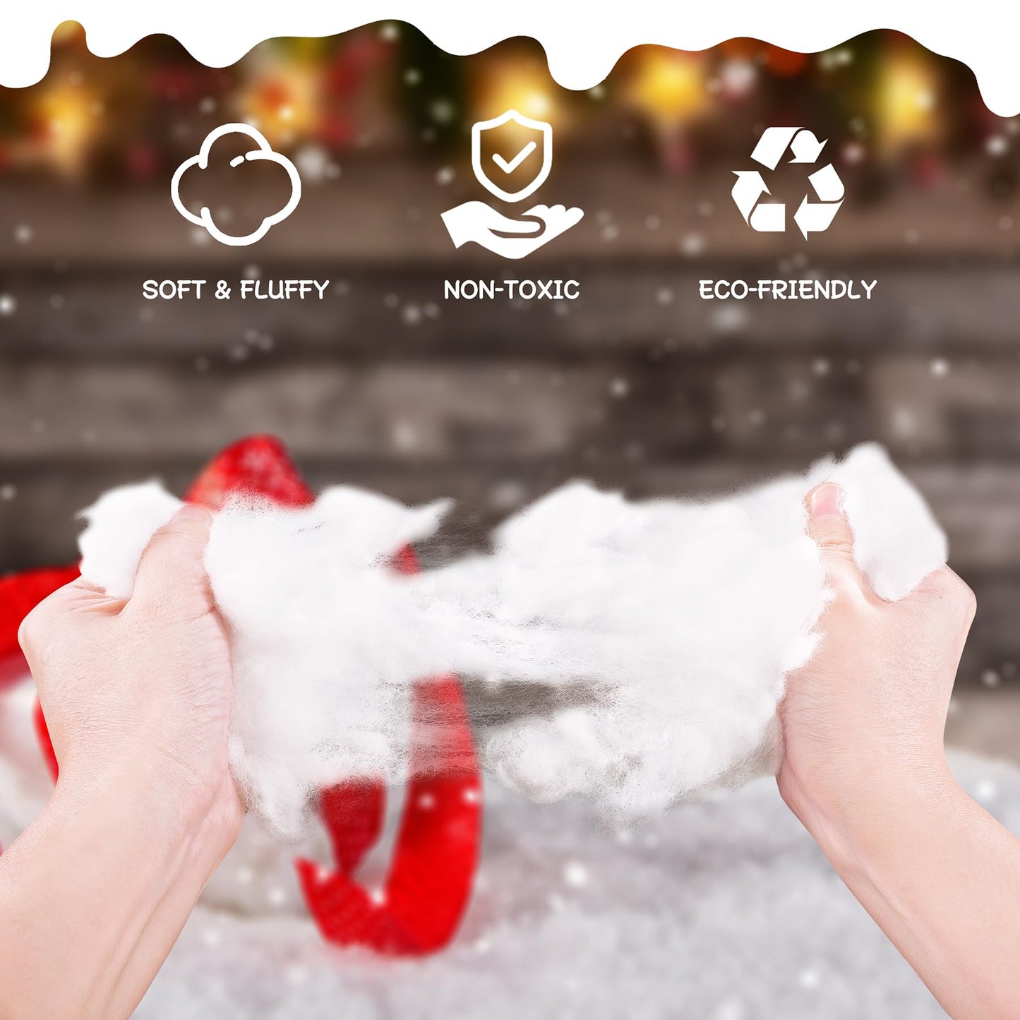 Fake Snow 780g/27.5oz Fluffy Artificial Snow for DIY Mantle Table Village Nativity Displays,Soft Cotton Fake Snow Clouds for Winter Christmas New Year Wedding Birthday Valentines Party Decoration