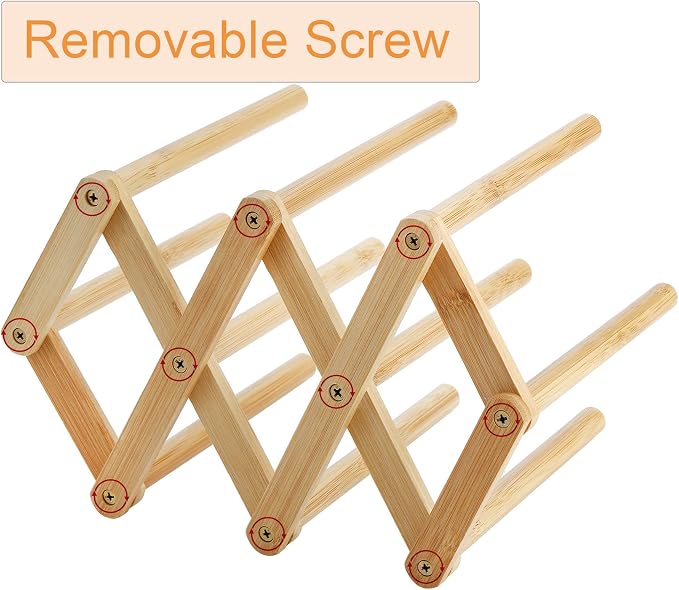 Yesland 2 Pack Wooden Bottle Drying Rack - Retractable Bamboo Dish Drying Rack Stand for Water Bottles, Baby Bottles, Sippy Cups, Reusable Bags, Plates, Cutting Boards - Kitchen Counter Organizer
