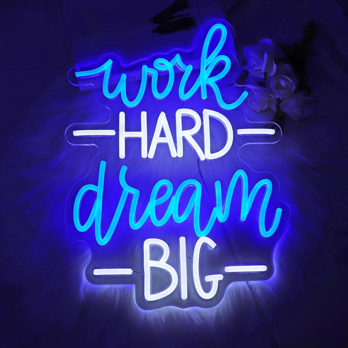 Whfobfe Work Hard Dream Big Neon Sign Led Office Decor Neon Lights Signs for Wall Decor USB Powered Led for Room Decoration Home Game Room Bar Party
