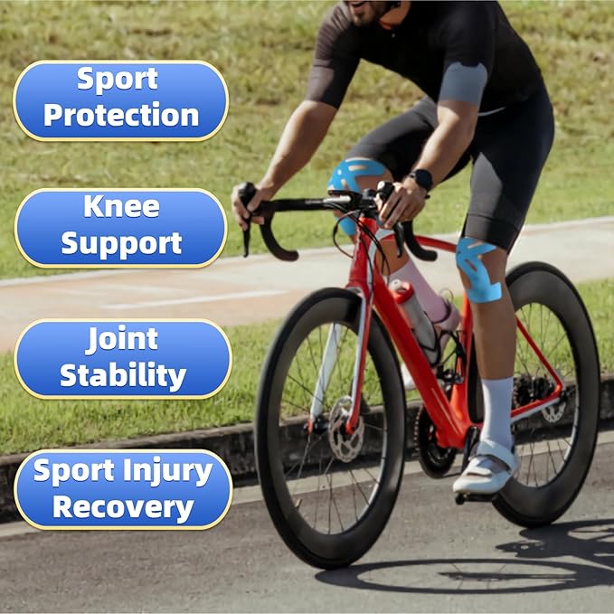 IEADEN Precut Kinesiology Tape for Knees, 10 Pcs, 5 Colors - Knee Support & Stability, Knee Pain Relief Athletic Tape - Waterproof & Elastic, Breathable Hypoallergenic Latex-Free Tape