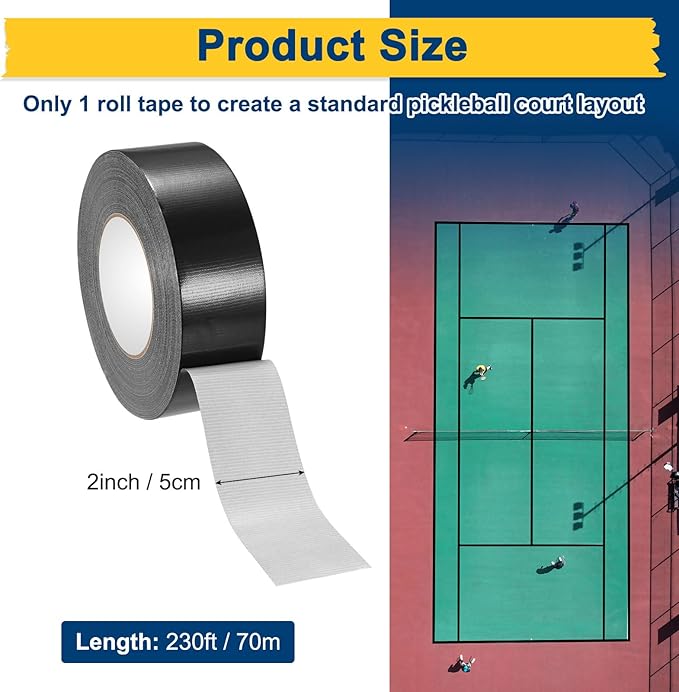 Pickleball Court Tape, Outdoor Pickleball Lines, No Residue Court Marking Kit for Temporary/Gym/Tennis/Driveway/Badminton/Backyard/Sport