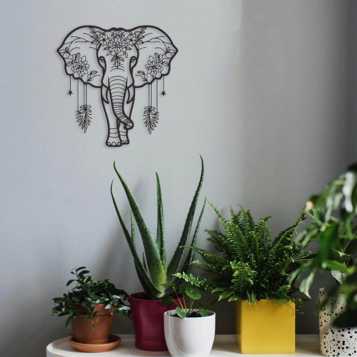 Rajukit Metal Elephant Decor – Aesthetically Pleasing African Elephant Wall Art and Bathroom Decor – Durable Animal Head Wall Décor for Home & Kitchen
