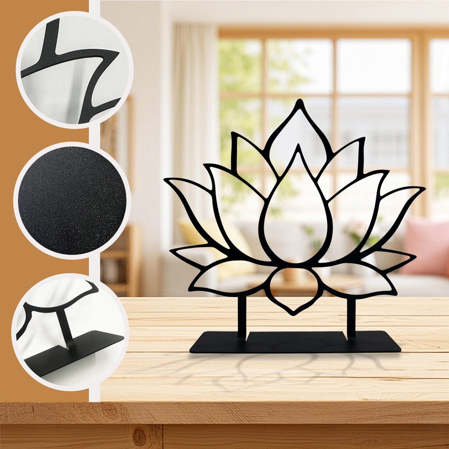 DASIMAT Metal Lotus Flower Tabletop Decor, Lotus Abstract Table Decor, Meditation Accessories, Zen Flower Art, Flower Center Pieces Decoration for Table, Spiritual Gifts