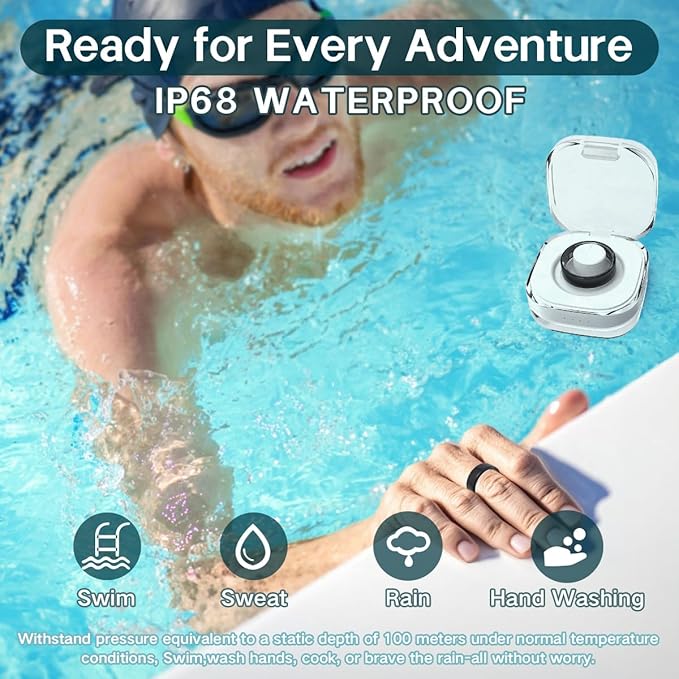 Smart Rings for Women Men,Fitness Tracker Ring,Heart Rate,Blood Oxygen,Blood Pressure,Step Tracker,Sleep Monitoring,No Subscription Fee,IP68 Waterproof Smart Ring for iphone&Android(Black 11)