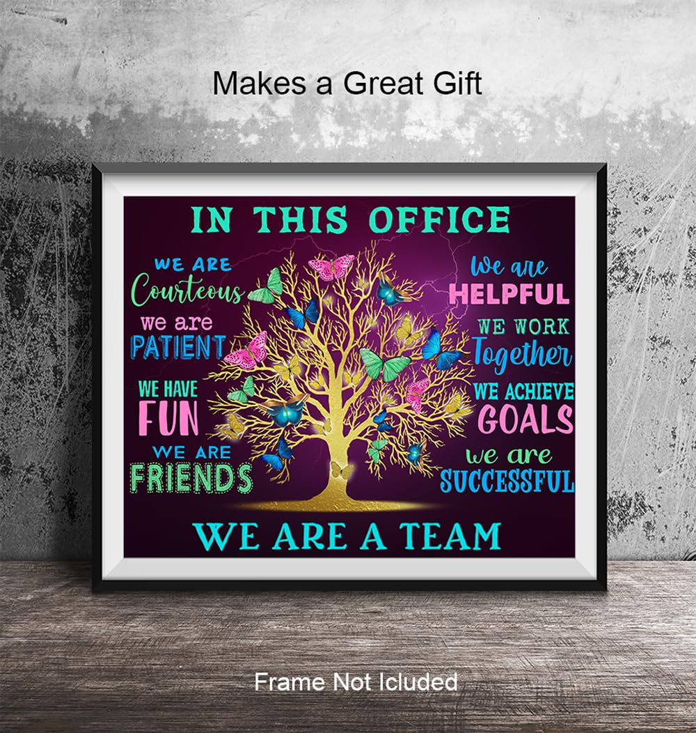 YELLOWBIRD ART & DESIGN Office Wall Art & Decor - Teamwork Wall Art - Inspirational Quotes Wall Art - Motivational poster - Positive Quotes Wall Decor - Home Office Decor - In This Office
