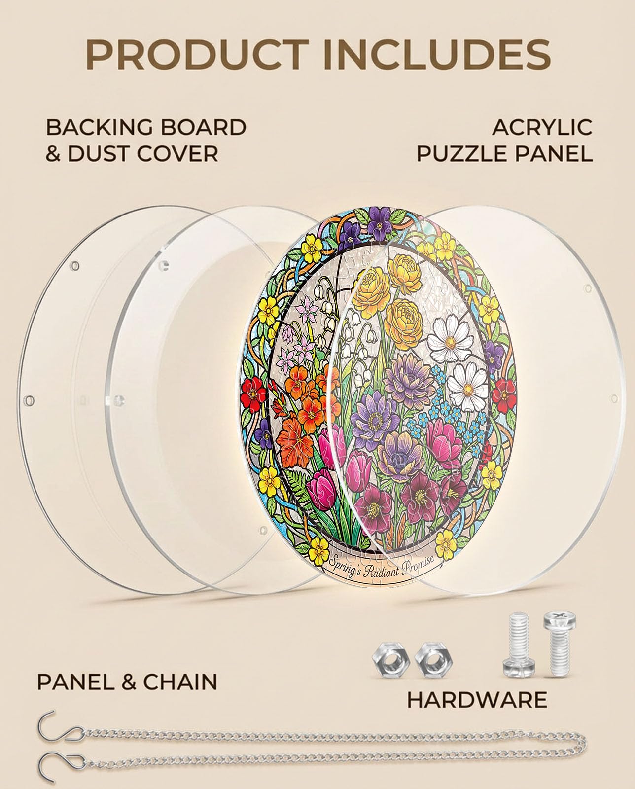 Acrylic Jigsaw Puzzle Suncatcher, 83 Pcs Suncatchers for Windows Hanging, Acrylic Suncatcher Puzzle Kit for Adults, Unique Mothers Day Birthday Gift for Mom Grandma(Blossom Sea-S)