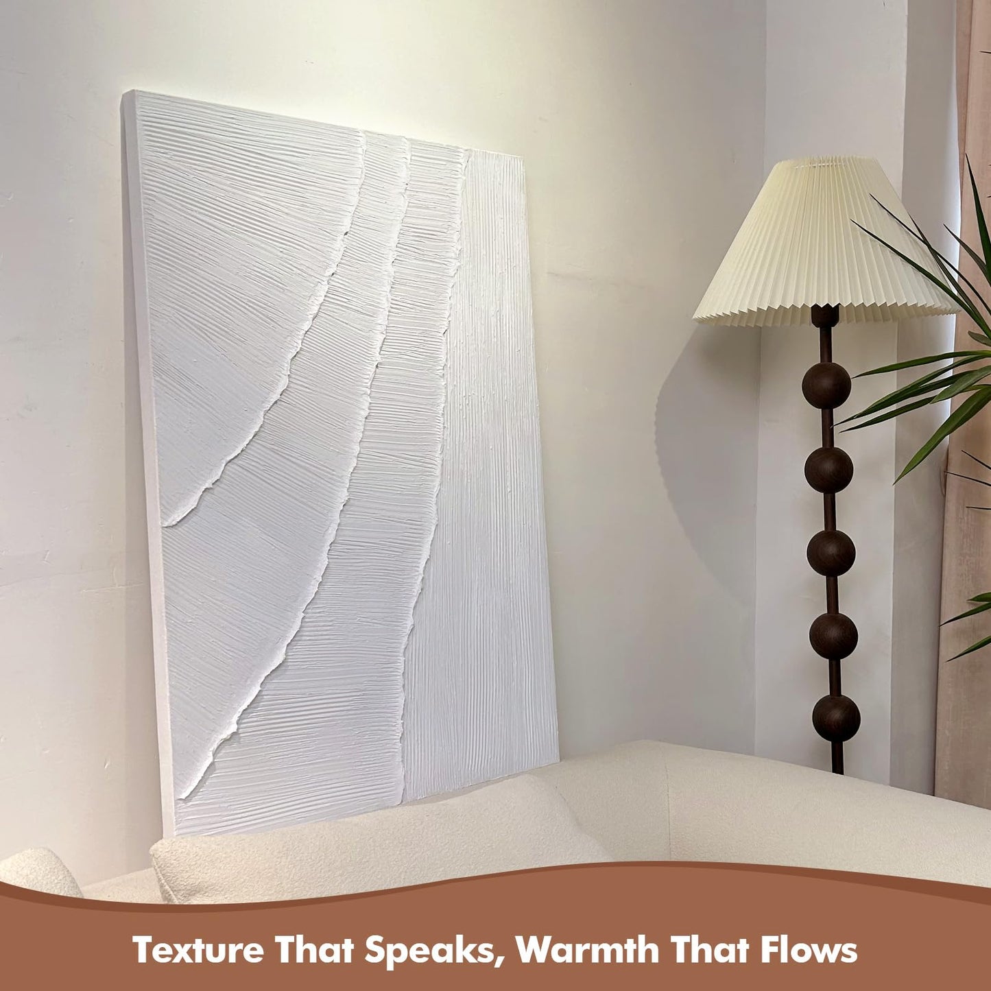 JUHOME Hand-Painted Ocean Wave Wall Art, Large 24x36 Abstract Canvas Painting with Textured White Wall Decor, Modern Coastal Artwork for Living Room, Bedroom, Office, Gift Decor