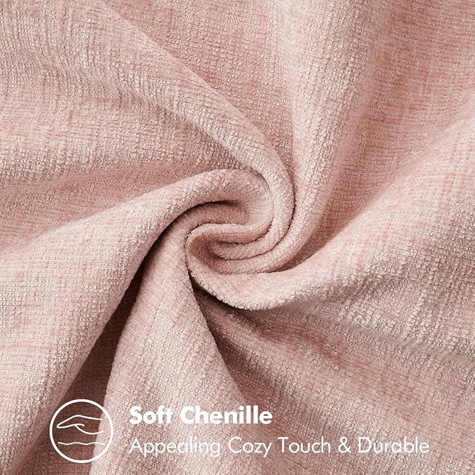 MIULEE Pack of 2 Couch Throw Pillow Covers 20x20 Inch Pink Farmhouse Decorative Pillow Covers with Stitched Edge Soft Chenille Solid Dyed Pillow Covers for Sofa Bed Living Room