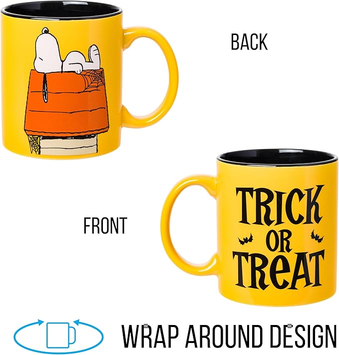 Silver Buffalo Peanuts Halloween Snoopy Trick Or Treat Spider Webs Ceramic Mug, 20 Ounces