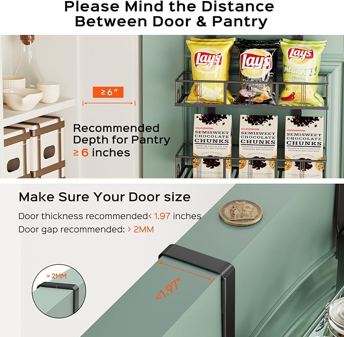 Bunoxea Black 8-Tier Over The Door Pantry Organizer, Pantry Organization And Storage, Metal Hanging Spice Rack Shelves Door, Home & Kitchen Essentials, Laundry Room Bathroom Organization