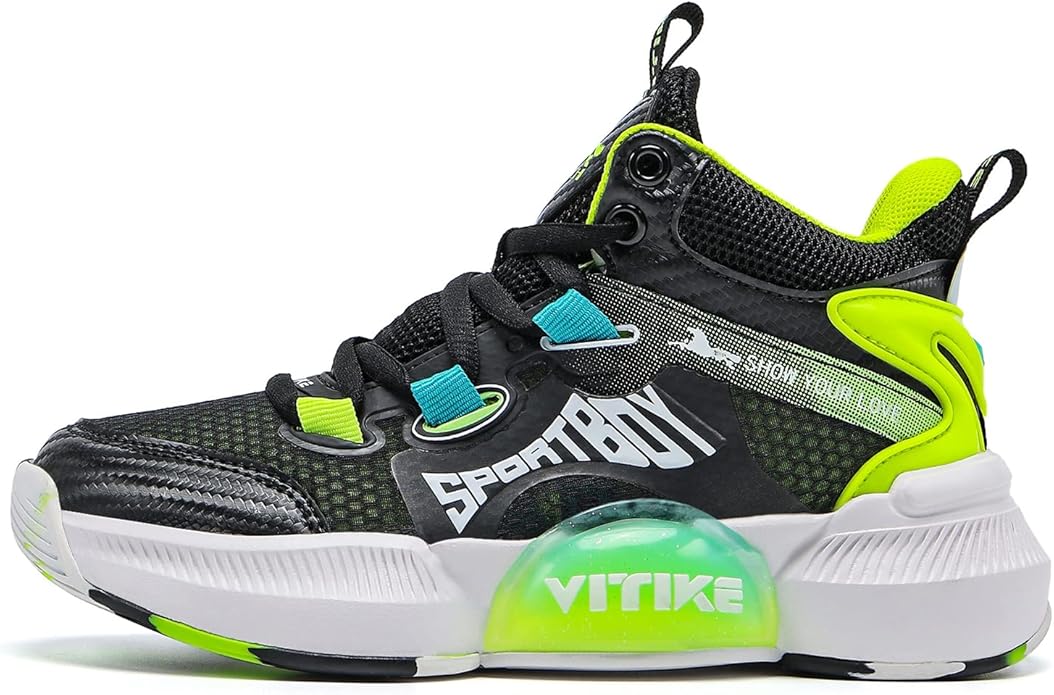 JMFCHI Kids Basketball Shoes High-top Sports Shoes Sneakers Durable Lace-up Non-Slip Running Shoes Secure for Little Kids Big Kids and Boys Girls