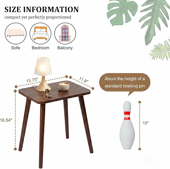 FORAOFUR Small Side Table, Modern Short End Table with Wooden Legs, Easy to Assemble Mini Living Room Table for Sofa Bedroom, Minimalist Bedside Furniture for Small Apartments and Limited Spaces Brown