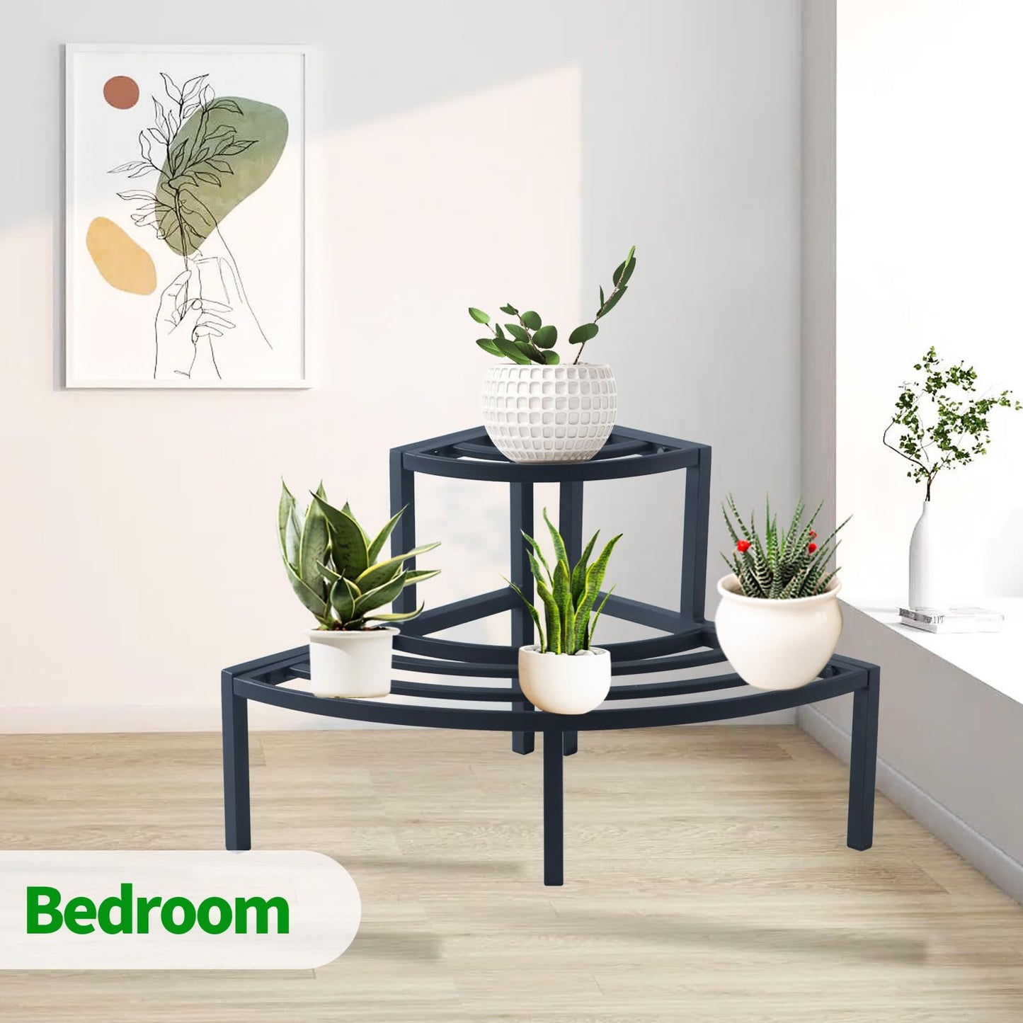 DHYGOTFUR Black Corner Plant Stand - 3-Tier Space Saving Flower Pot Rack - Rustproof & Weather Resistant Indoor/Outdoor Ladder Display Shelf for Patio, Garden, Yard, Balcony