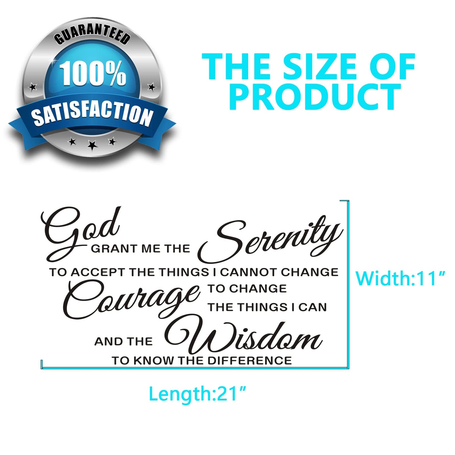 AnFigure Prayer Wall Decor, Inspirational Wall Decals for Living Room Quotes Bathroom Family Christian Bible Verse Faith Biblical Jesus Home Art Decor Vinyl Stickers God Grant Serenity Prayer 21"x11"