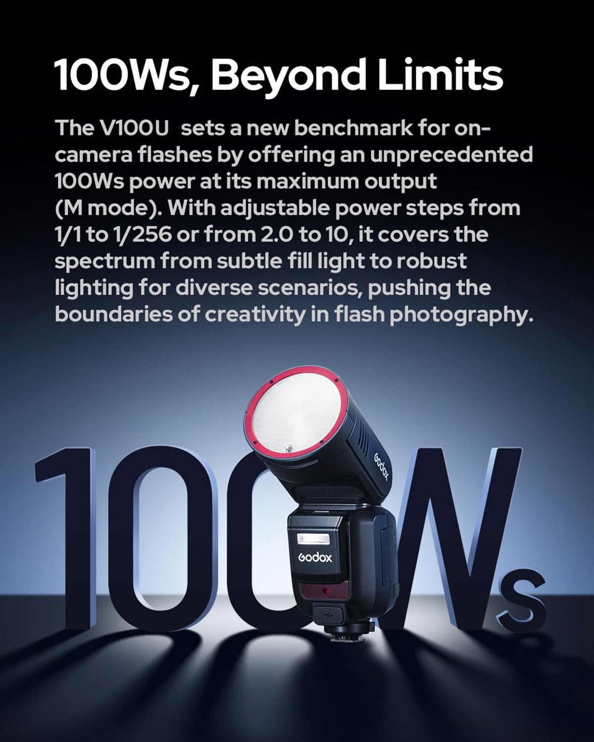 Godox V100C U Round Head Flash for Canon – 100Ws TTL Speedlite with 2.4G Wireless, Global Shutter Sync 1/8000s, Touchscreen, Built-in Li-ion Battery, Diffuser Dome Accessories Kit (V100-C US Version)