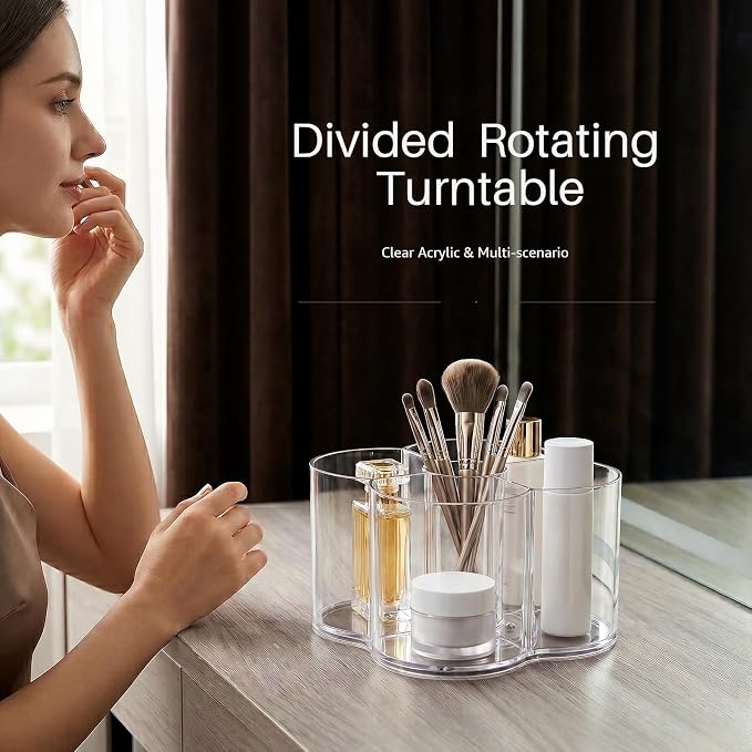 Drink Packet Organizer for Powdered Drink Mix, Divided Rotating Lazy Susan for Powder Packet, Clear Turntable Organizer Tray for Water Flavor Packets, Powder Mixes