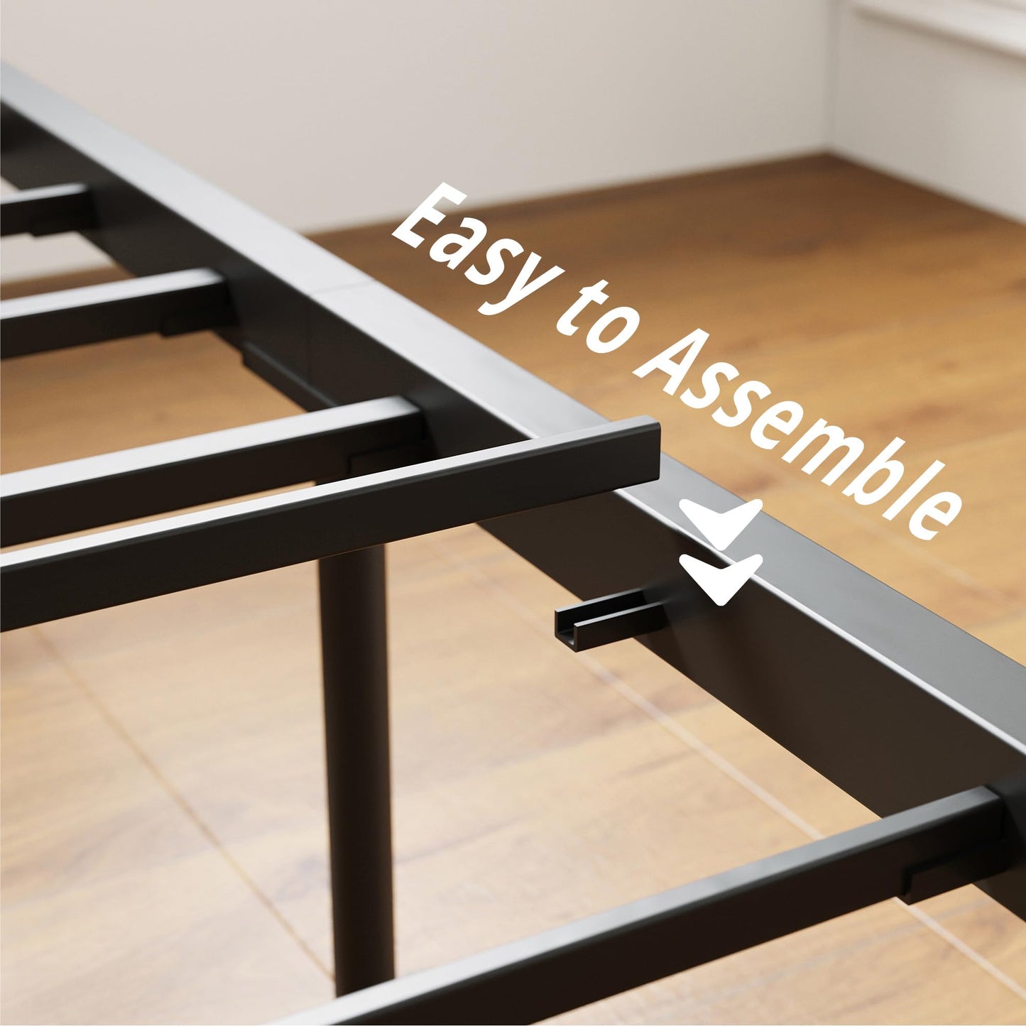 LIKIMIO King Bed Frame with 4 Storage Drawers, Platform Bed with Charged Headboard, Sturdy and Stable, No Noise, No Box Spring Needed, Easy Install, Wood and Cream