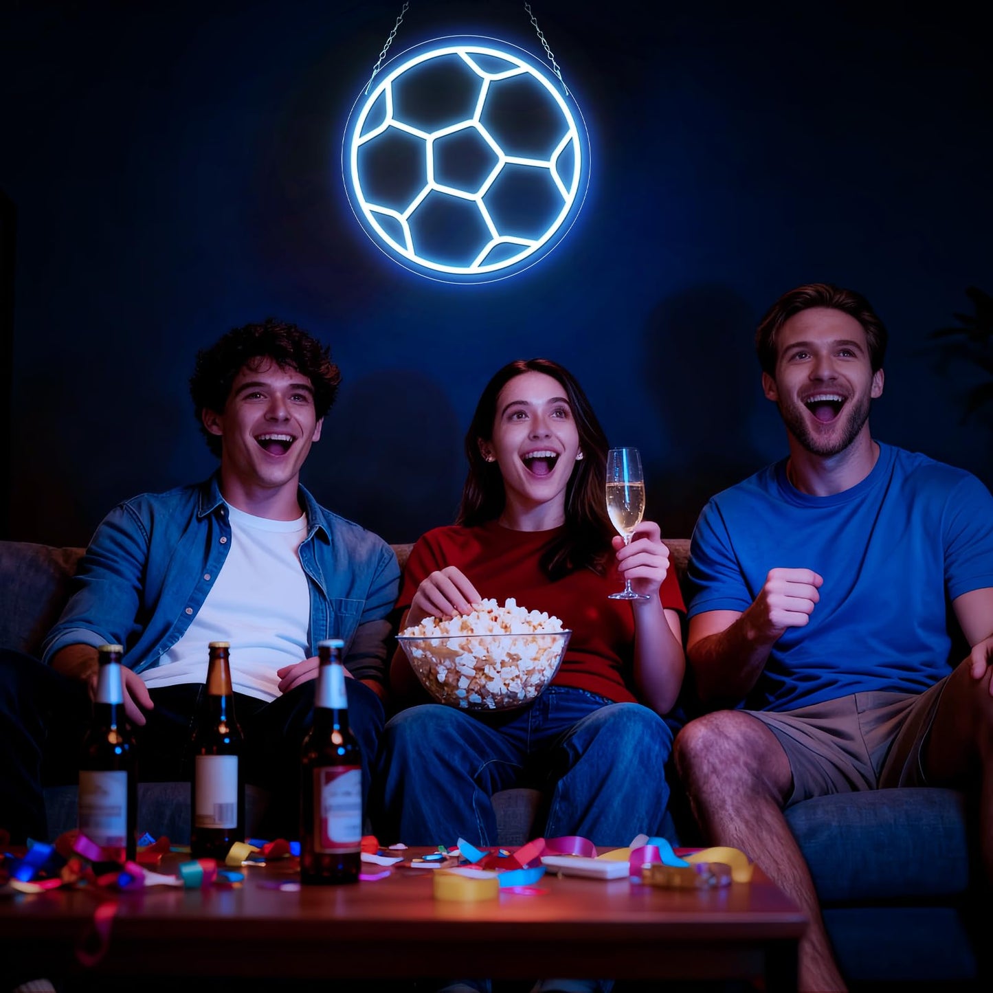 Soccer Neon Sign,Soccer LED Neon Signs for Wall Decor, Dimmable USB-Powered Football Light with ON/OFF Switch for Bedroom, Living Room, Game Room, Club, Kids Holiday Gifts