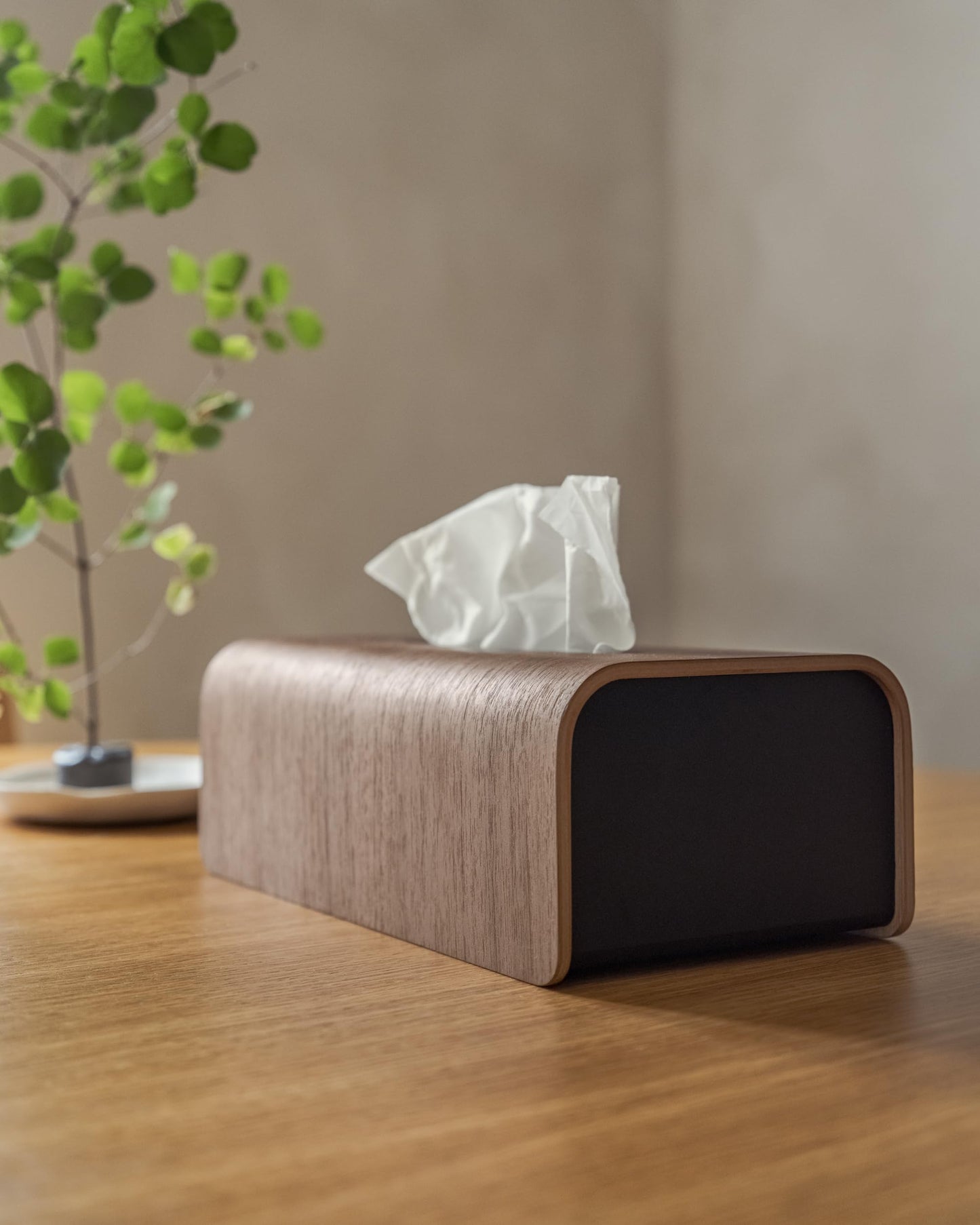 Kazai.® Tissue Box Cover 'Toke' | Real Wood Veneer, FSC® Certified | Decorative Rectangle Tissue Holder for Bathroom or Living Room | Scandinavian Design | Walnut, Black