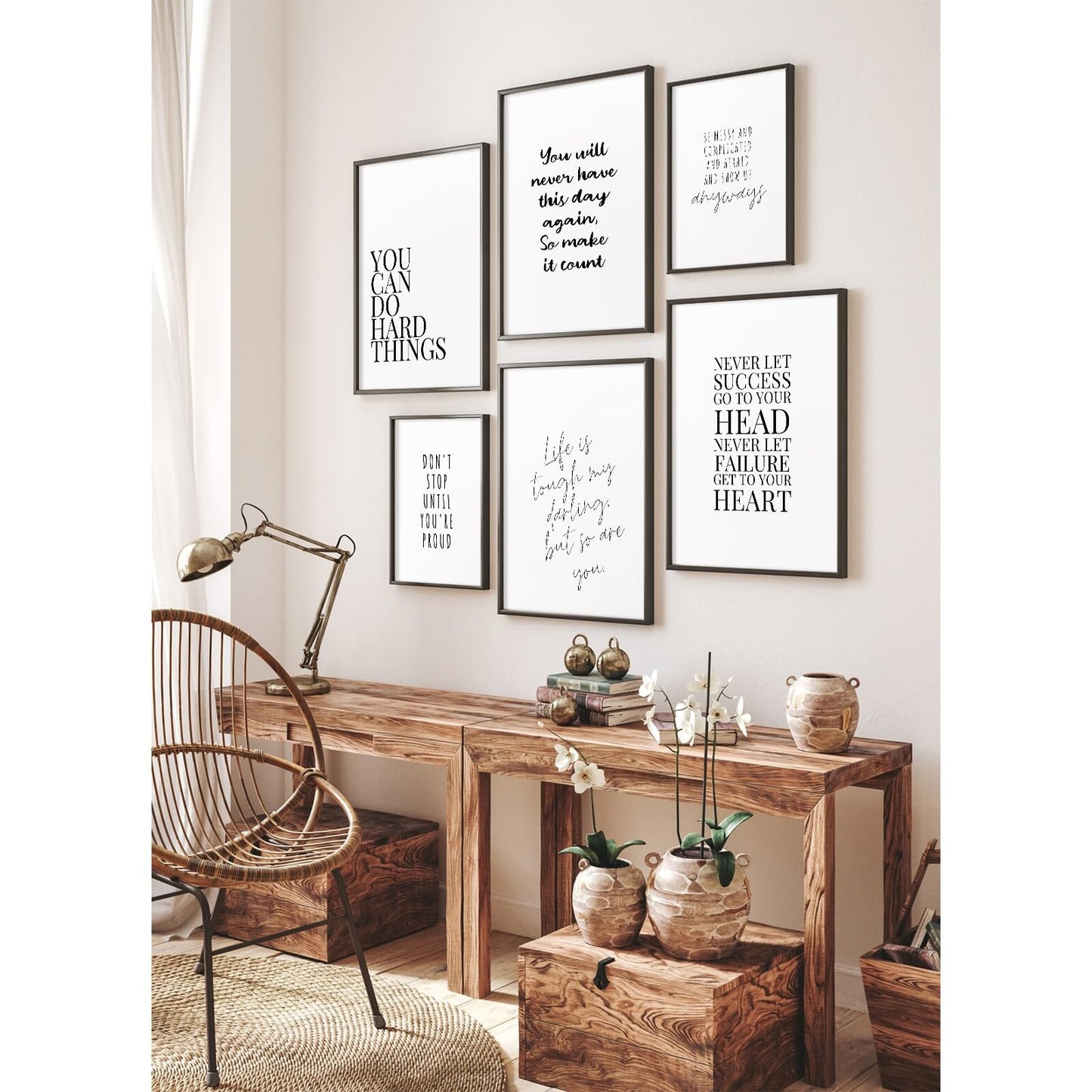 Office Inspirational Wall Art Decor Motivational Quotes Canvas Wall Art Positive Classroom Posters Pictures Office Inspirational Work Artwork for Women Home Bedroom 8x10 Inch Unframed Set of 6