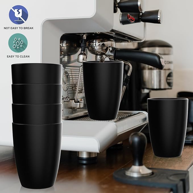 Wrova Wheat Straw Cups 6 PCS Good Alternative to Plastic Reusable Cups 20 oz Unbreakable Drinking Cup Reusable Dishwasher Safe Water Plastic Glasses Black