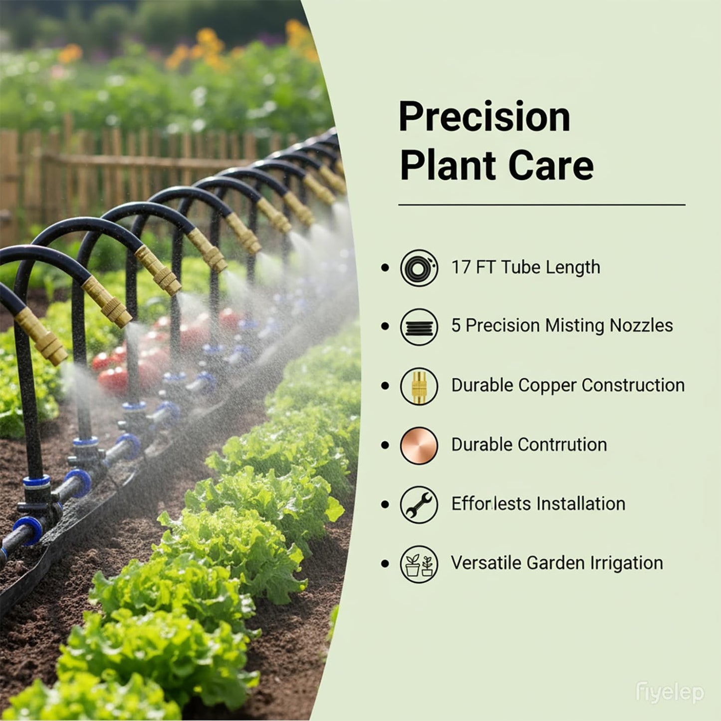 360° Adjustable Drip Irrigation System - 100FT Garden Watering System with 15 Nozzles, Garden Irrigation System, Greenhouse Accessories, Atomizing System for Yard, Lawn, Plants, 5/16 inch Hose