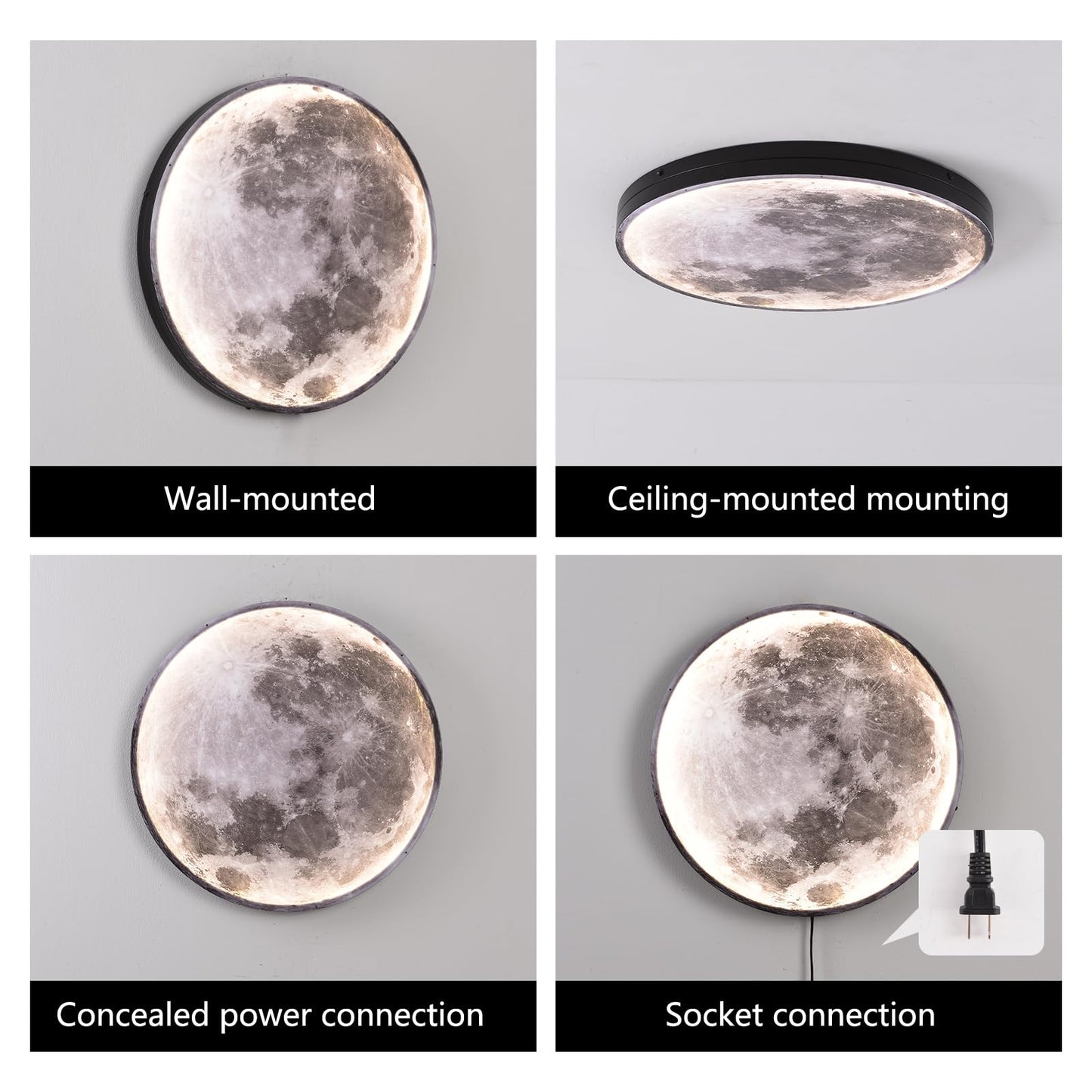 RRDEFSD 3D Moon LED Wall Lamp Modern Art Deco Lighting, Remote Control Lighting with 3 Colors Changing, Acrylic Lamp for Living Room Bedroom (9.5in)