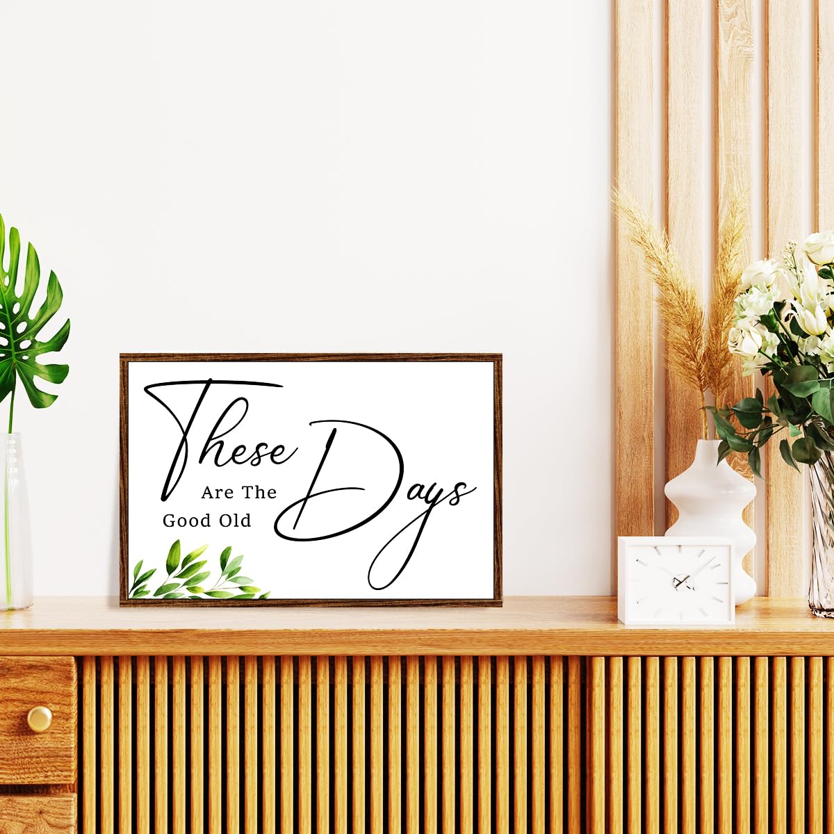These Are The Good Old Days Sign Wood Plaque Wall Decor,Positive Quote Wooden Hanging Sign Wall Pediments for Home Office Front Door Wall Decor
