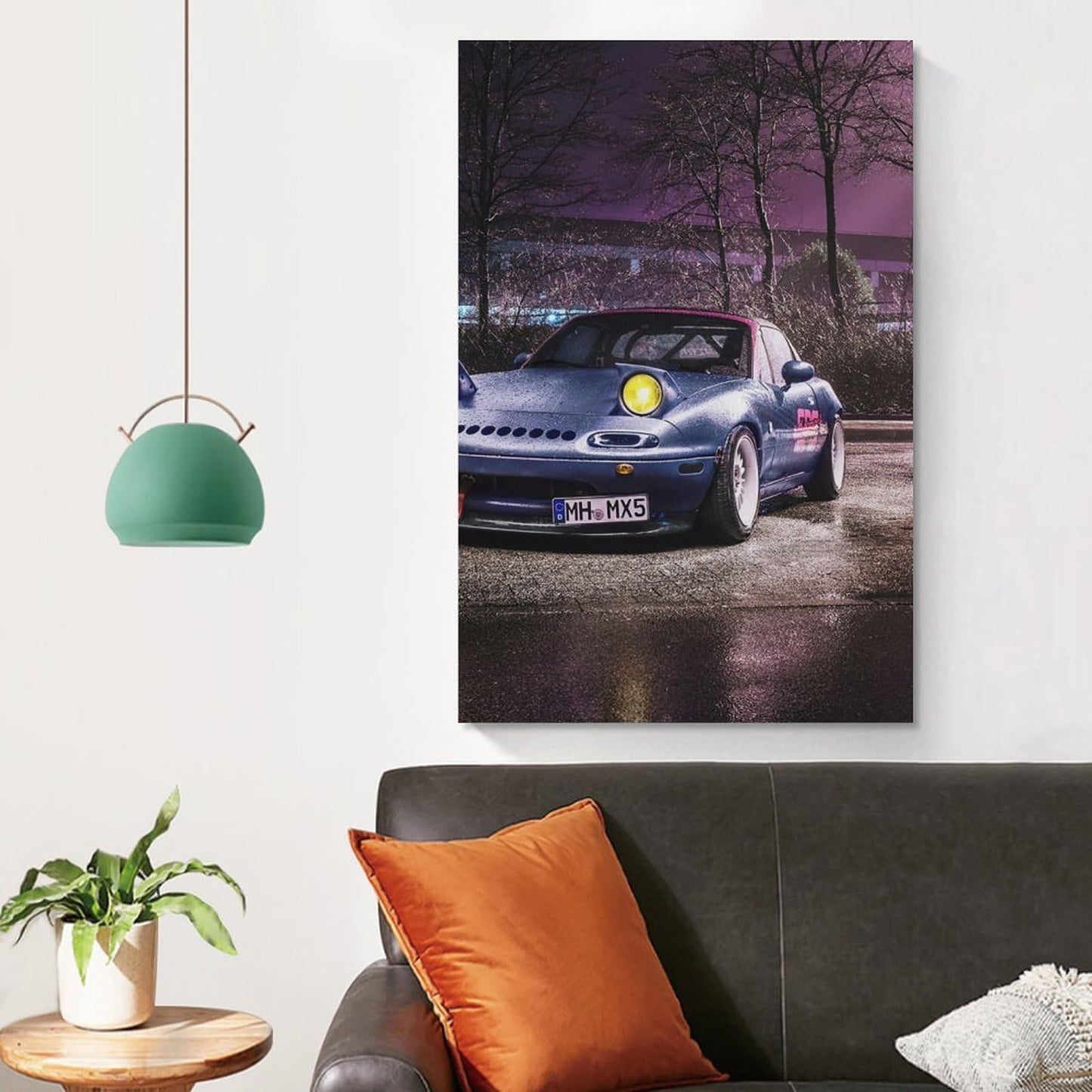 Jdm Car Mx5 Neon Modified Neon Car Posters for Bedroom Car Wall Decor for Mens Room Decor Aesthetic Canvas Wall Art Prints Pictures Paintings Framed Unframed 12x18inch(30x45cm)