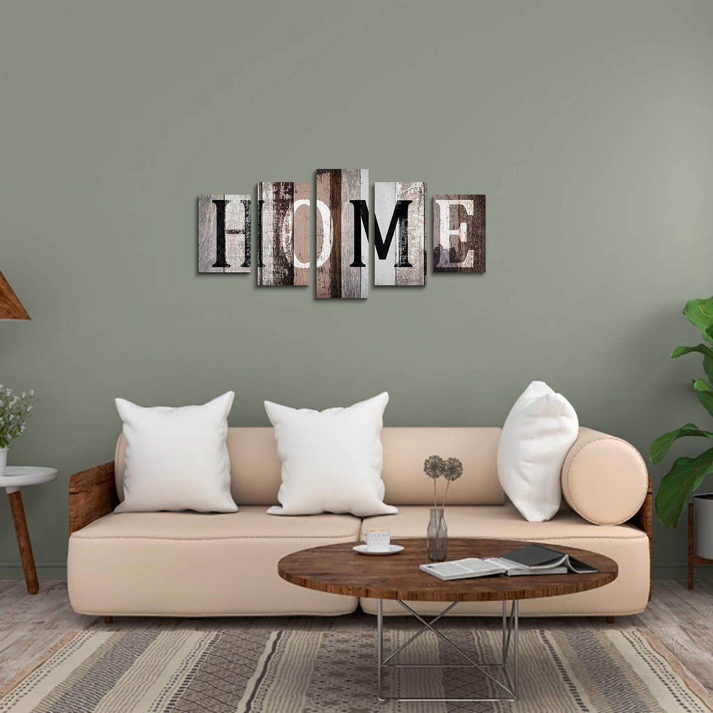 LUDUHU Home Canvas Print Wall Art - 5 Piece Sweet Home Signs, Black and White Quotes, Modern Family Wall Decor (G, Oversize 40x20inch)