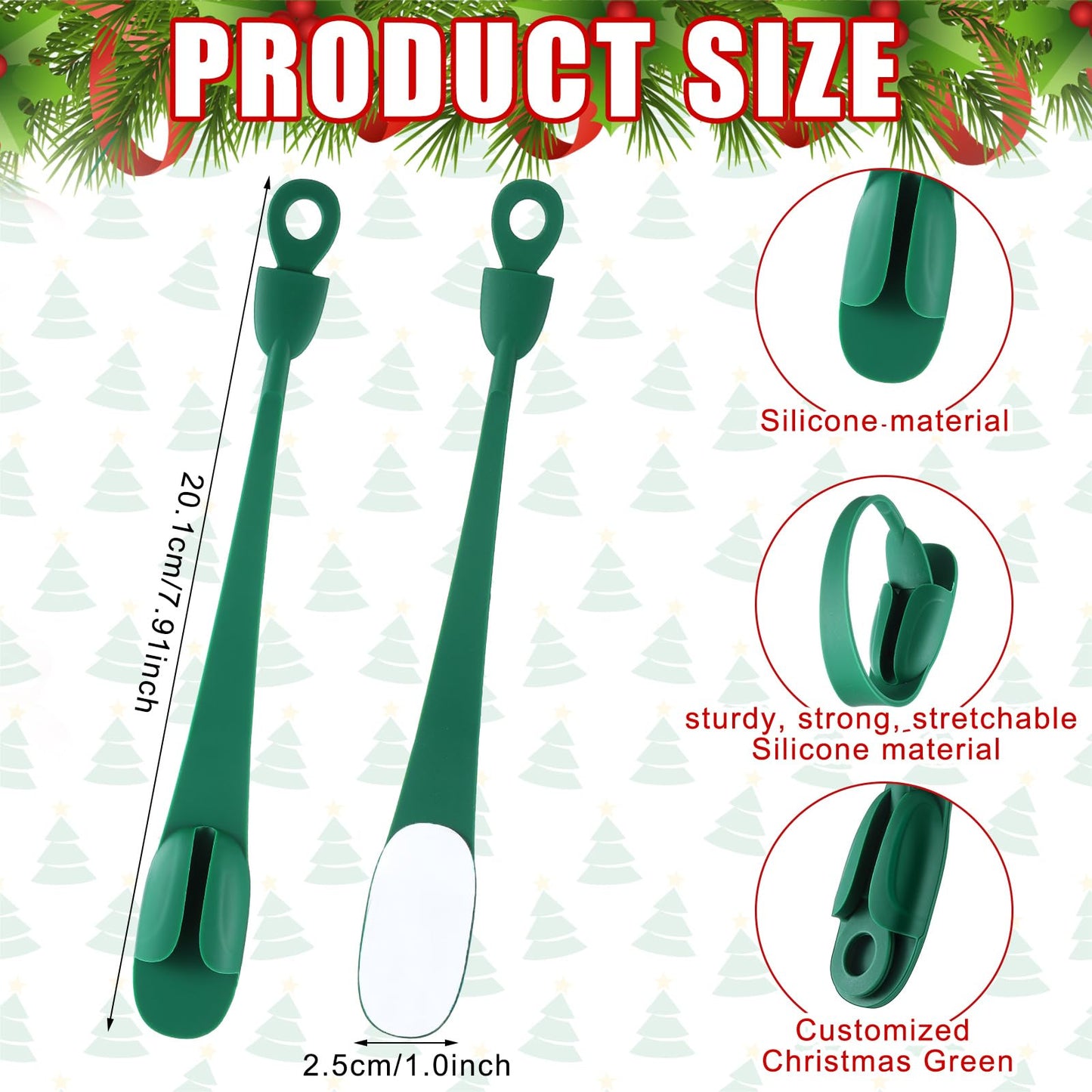 Relaxweex 12 Pcs Garland Hanger for Mantle No Drill Garland Hangers Hooks Wreath Ties Fireplace Stocking Holder Stretchable Silicone Adhesive Straps for Door Frame Stairways (Green)