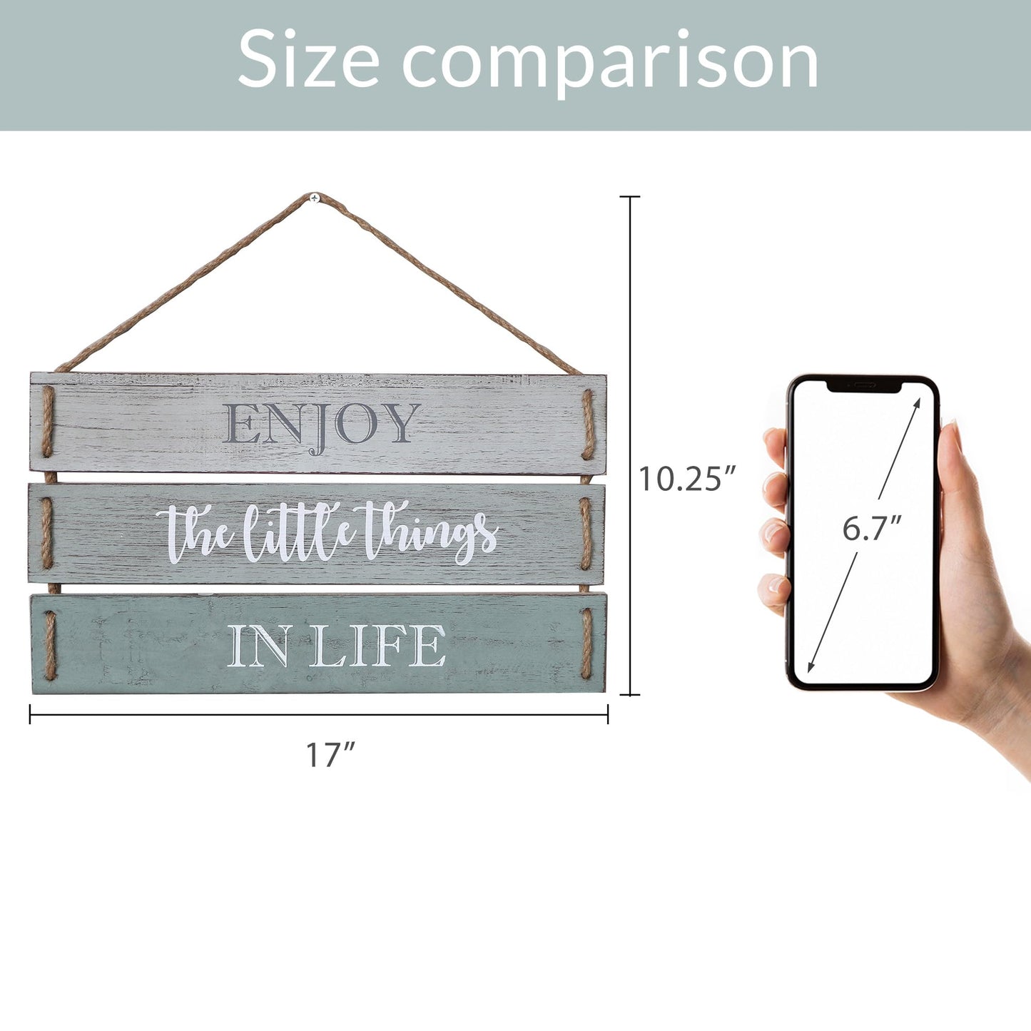 Barnyard Designs Enjoy The Little Things In Life Quote Wall Decor, Decorative Wood Plank Hanging Sign 17” x 10.25”