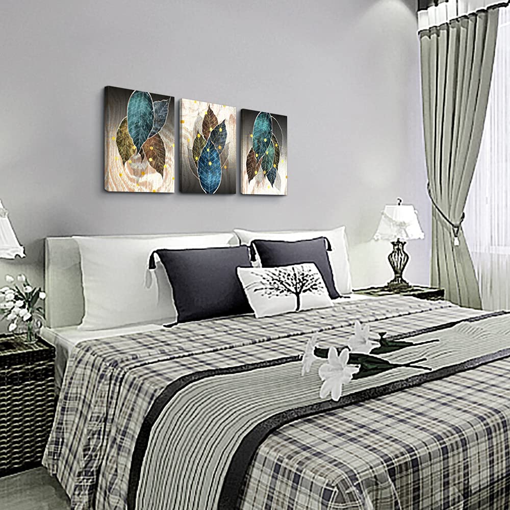 Abstract Canvas Wall Art For Living Room Family Wall Decor For Bedroom Kitchen Artwork Abstract Leaves Canvas Prints Painting Modern Office Decor Wall Pictures Bathroom Home Decor 12" X 16" 3 Piece