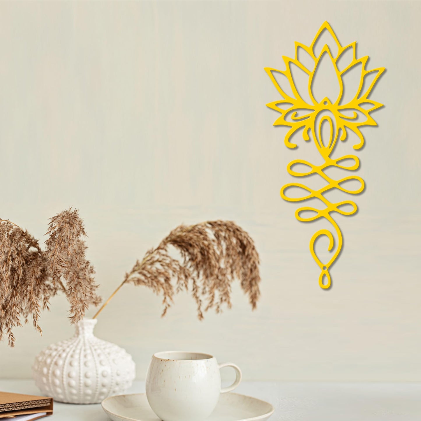 Lotus Flower Wall Decor – Gold Metal Yoga Wall Art with Lotus Design, Spiritual Home Décor Sculpture for Meditation Spaces, Living Room, Bedroom, Office