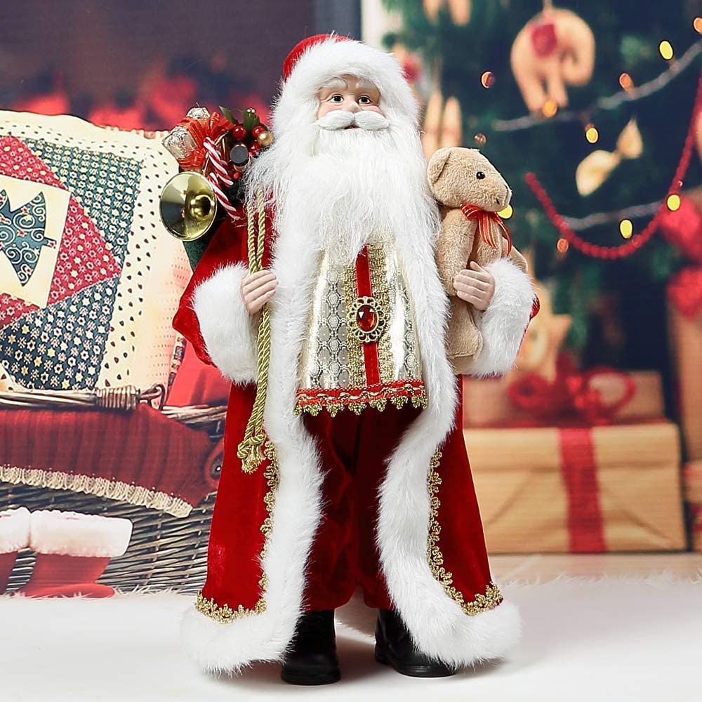Uten 18" Santa Claus w/ Bear Christmas Decor Figure New Year/Holiday/Party/Home Decoration