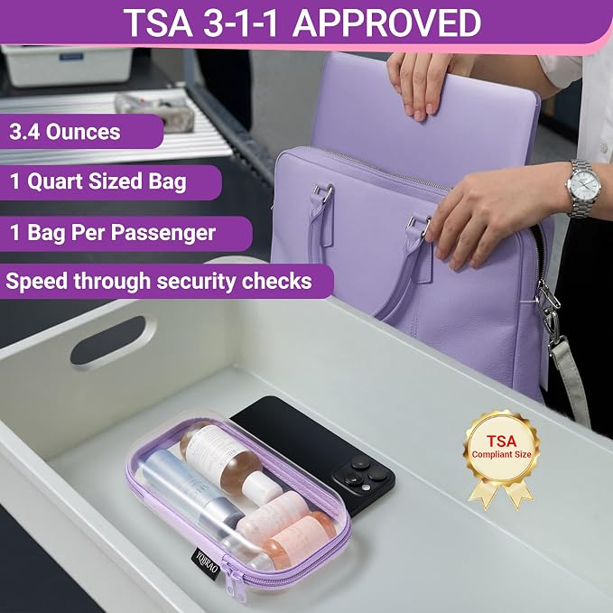 YQBRAO 4-Pack Clear Hard Shell Zipper Case, 1.2mm Ultra-Thick Diaper Bag Organizer Pouches, Rigid Self-Standing Travel Makeup Bags with YKK Zippers, TSA Approved, Purple