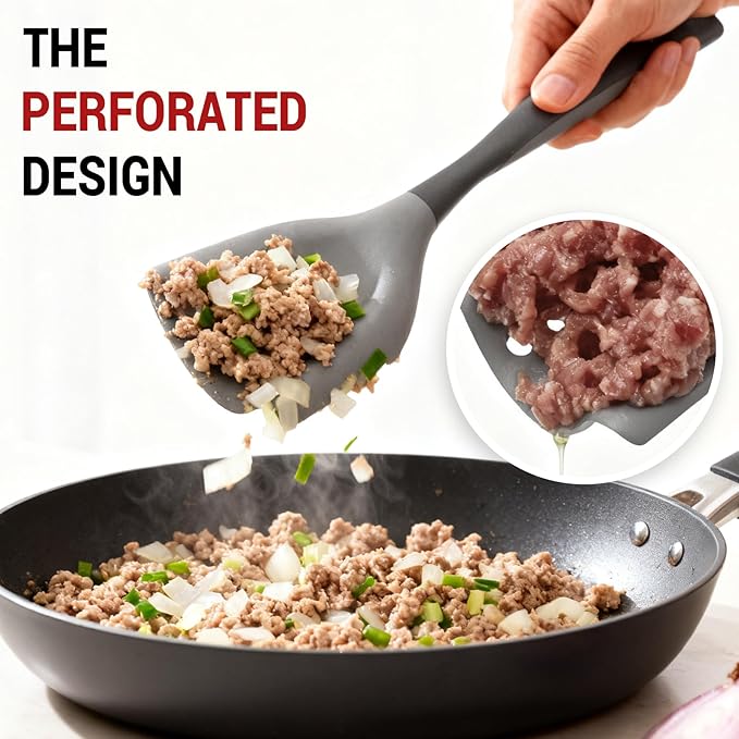Mincing Spatula Meat Chopper, Hamburger Grinder, Premium Heat Resistant Smasher for Ground Beef, Potato Mix Tool, Meat & Poultry Tenderizers-Black