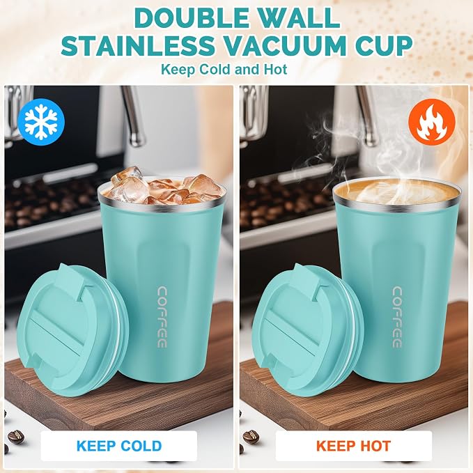 CS COSDDI 12 oz Stainless Steel Vacuum Insulated Tumbler - Coffee Travel Mug Spill Proof with Lid - Coffee Cups for Keep Hot/Ice Coffee,Tea and Beer