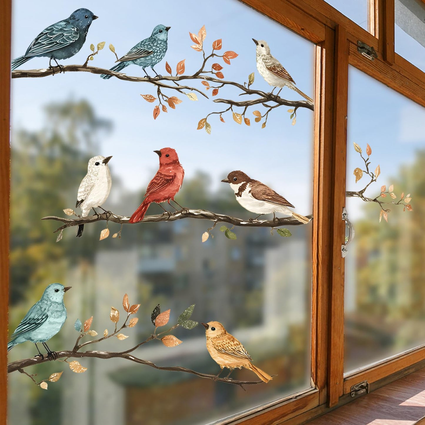 Nature Bird Branch Wall Decals – Removable Tree Branch Stickers with Birds & Autumn Leaves, Vinyl Wall Art Decor for Living Room, Bedroom, or Office