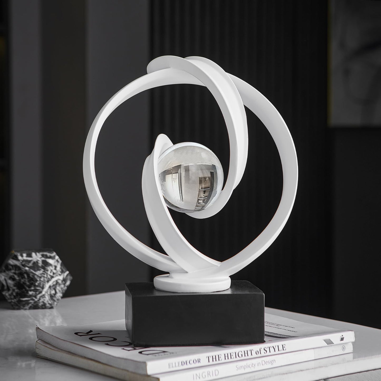 Modern White Statue Decor for Living Room, Abstract Art Sculptures Home Décor Accents for Coffee Table TV Stand Bookshlf, Resin Decorations for Dining Room Office Bedroom