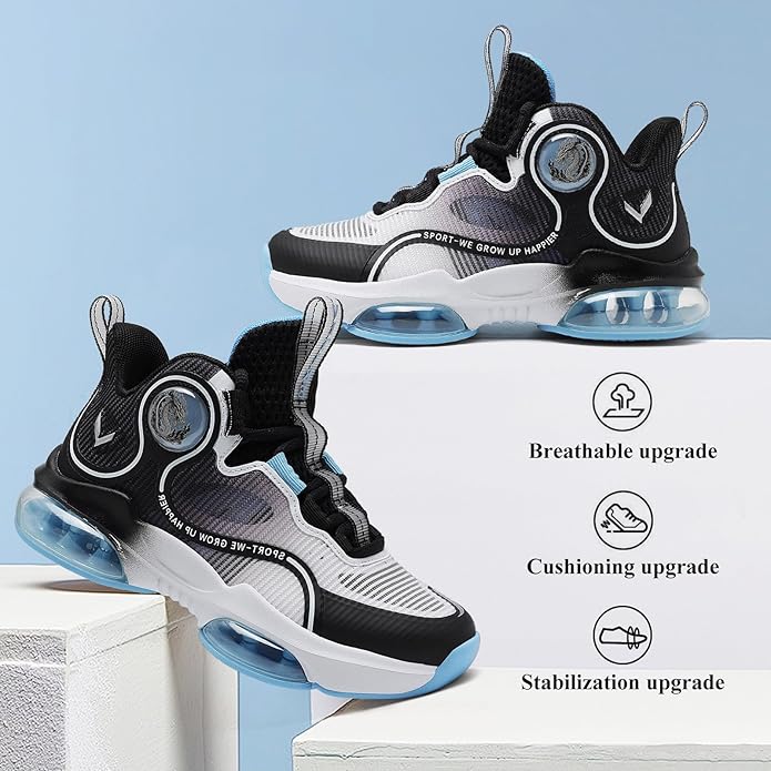 JMFCHI Kids Basketball Shoes High-top Sports Shoes Sneakers Durable Lace-up Non-Slip Running Shoes Secure for Little Kids Big Kids and Boys Girls