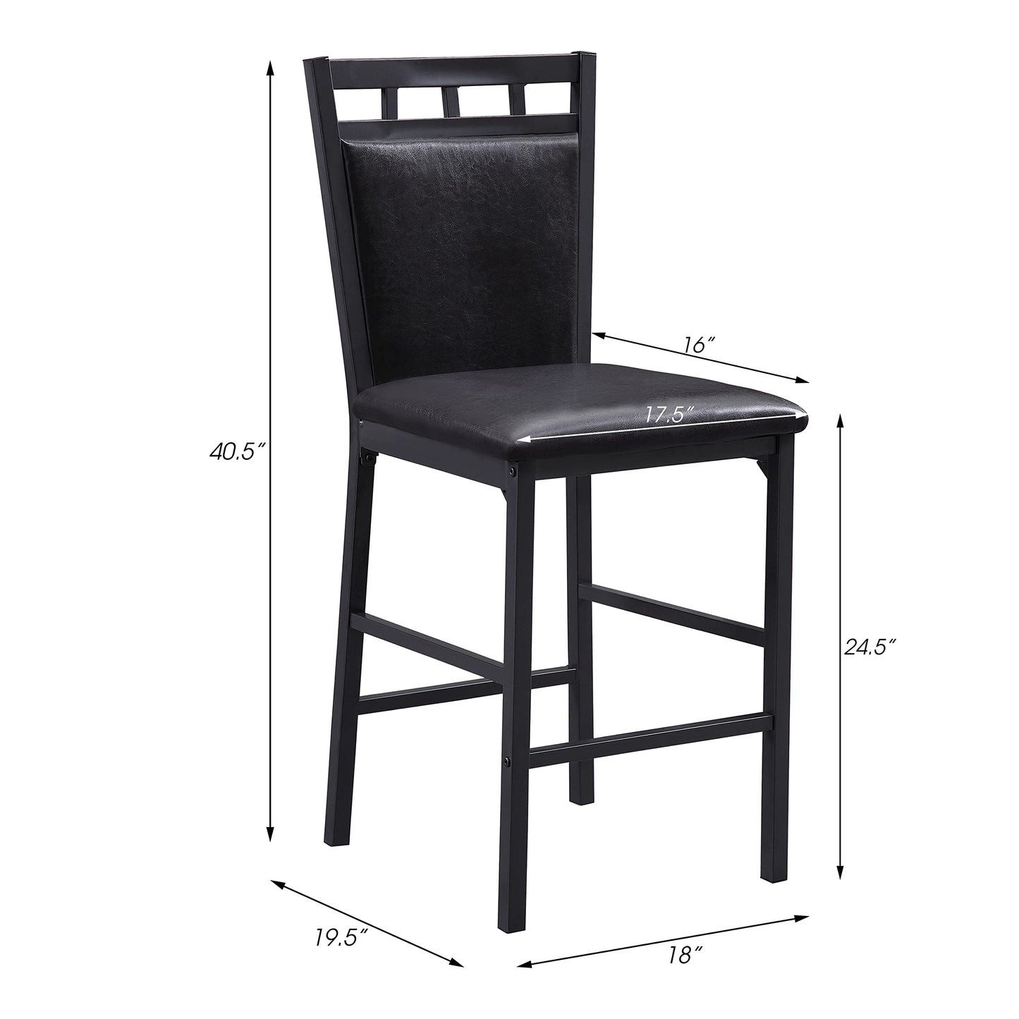 Lexicon Ellis 5-Piece Dining Table Set, Dining Room Table Set for 4, Counter Height Dining Table with 4 Metal Frame Chairs with Faux Leather Seats for Kitchen, Bar, Breakfast Nook, Small Space, Black