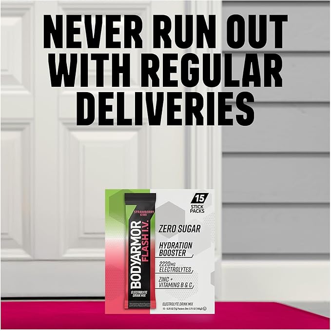 BODYARMOR Caffeinated Flash I.V. Electrolyte Packets - Dragonfruit Berry - Zero Sugar Energy Drink Mix, Single Serve Packs, Hydration for Pre Workout, Travel Essentials, Active Lifestyle (6 Count)