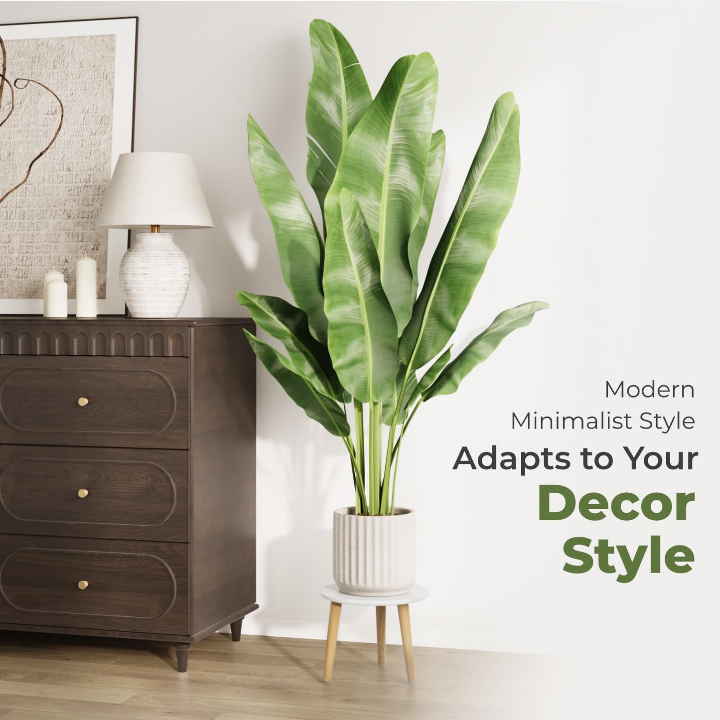 Leaf&lull Plant Stand Indoor Small Plant Table for Large Plants Wood Plant Stool Tall Plant Holder for Living Room Bedroom Balcony White
